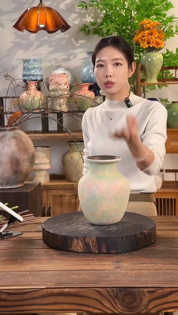 苔点绿-中号胖肚瓶