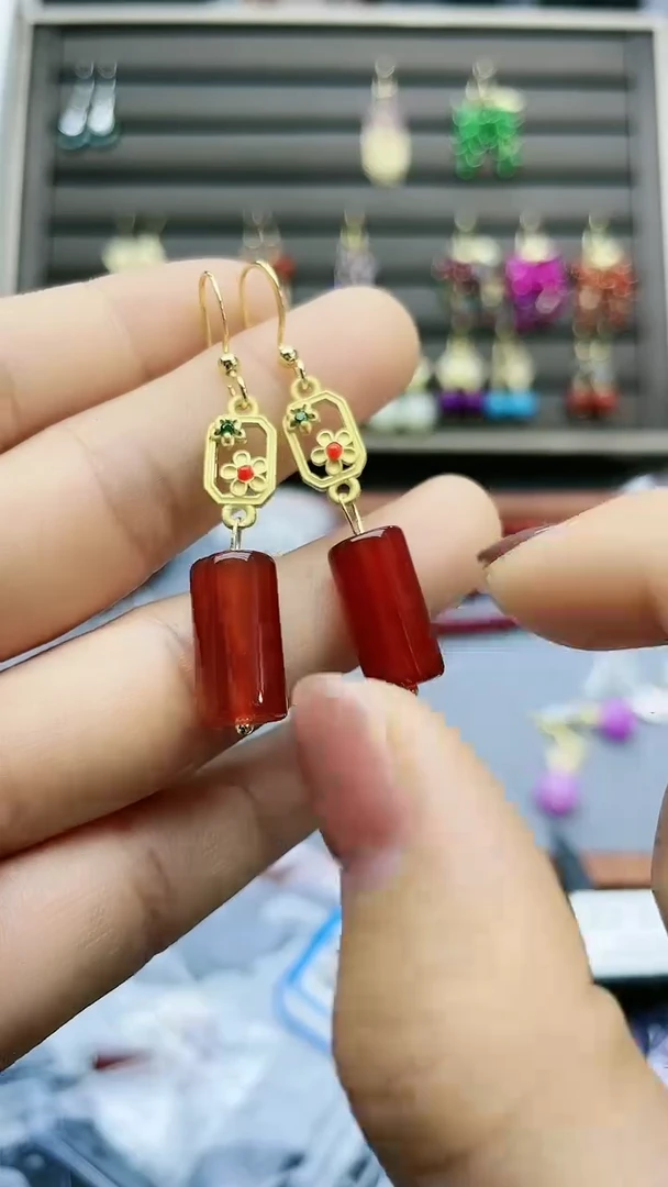 【闪购商品】南红玛瑙耳饰14K金镶嵌450000
