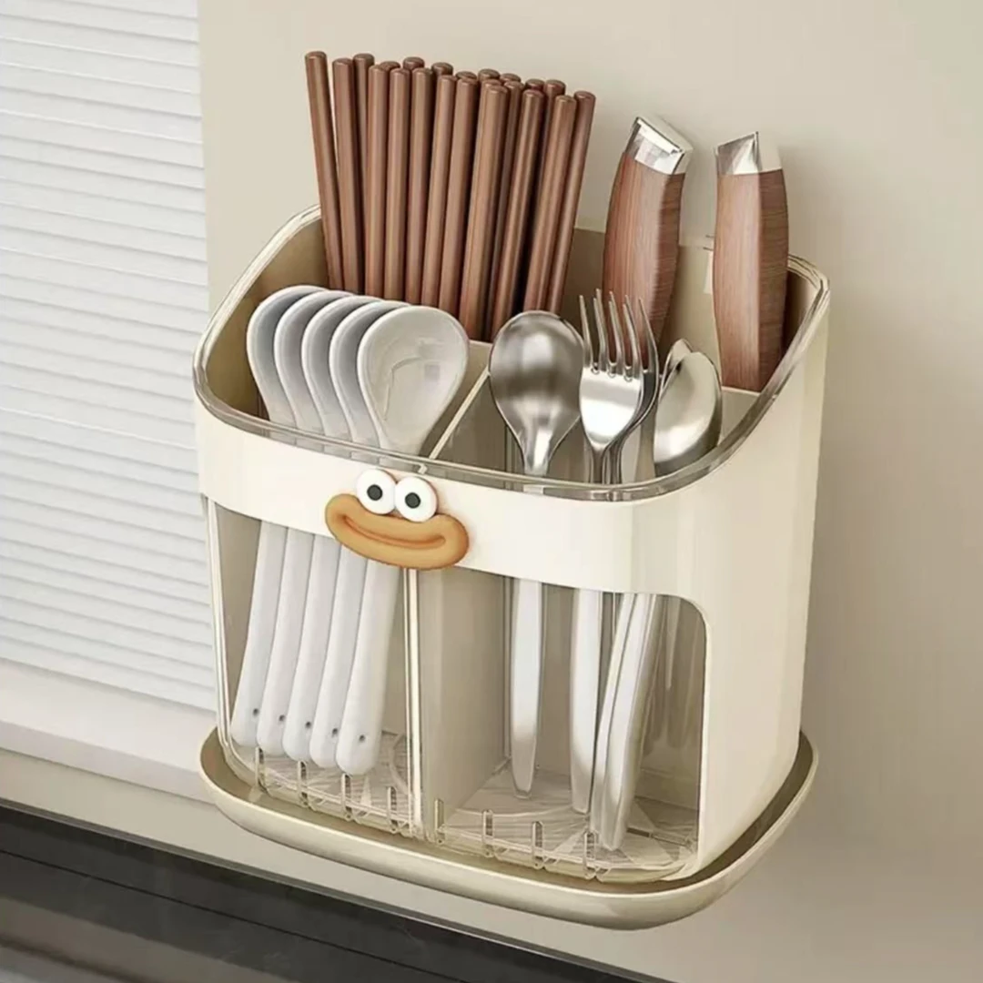 贝凯筷子收纳盒高档新款厨房台面勺子餐具筒沥水置物架筷笼子篓桶