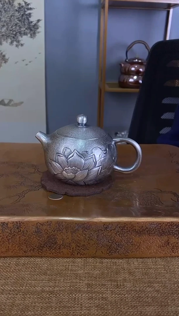 不二银工荷花泡茶壶