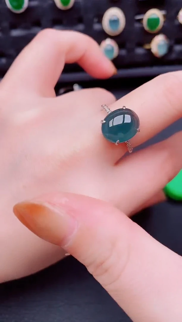 【闪购商品】翡翠戒指银S925镶嵌天然a货翡翠191