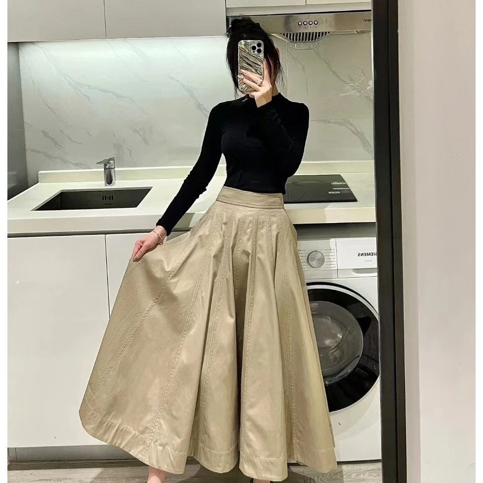 全新未使用 DIOR/迪奥 24春夏卡其色伞裙 百褶裙 卡其色/34