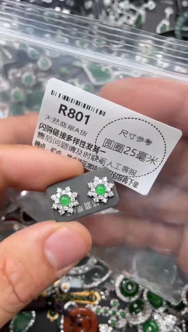 翡翠未镶嵌颈饰R801耳钉