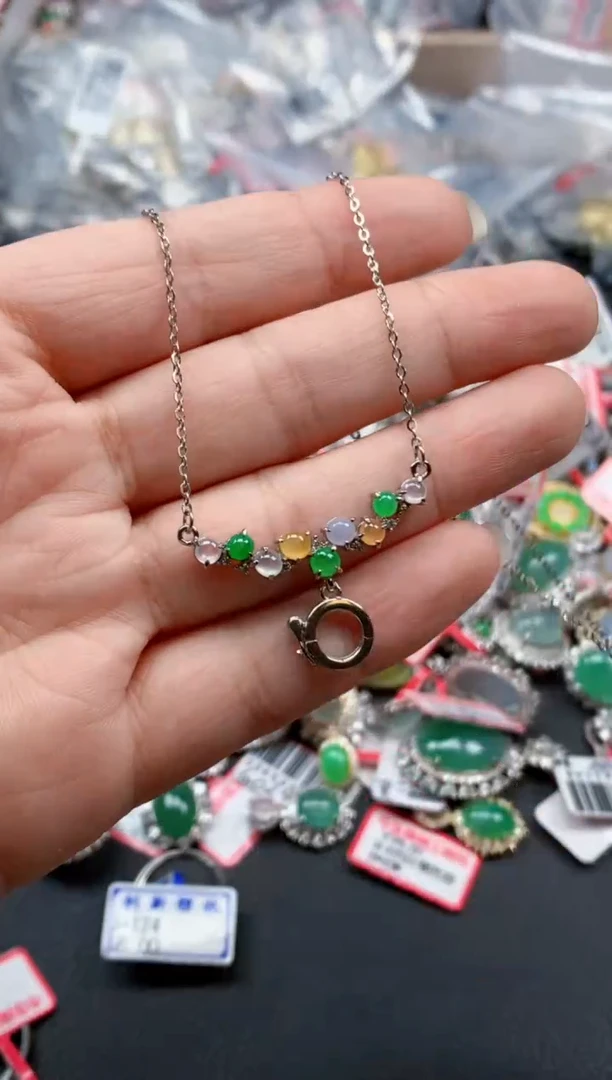 银S925镶嵌戒指翡翠天然A货缅甸翡翠