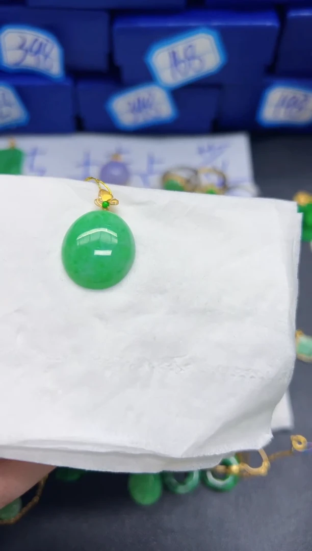 【闪购商品】翡翠颈饰18K金镶嵌Y缅料A货/支持复检/一件