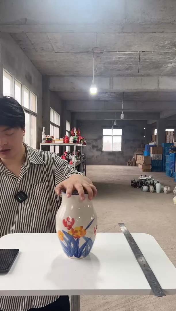 摆件正品陶瓷摆件手绘清雅花瓶