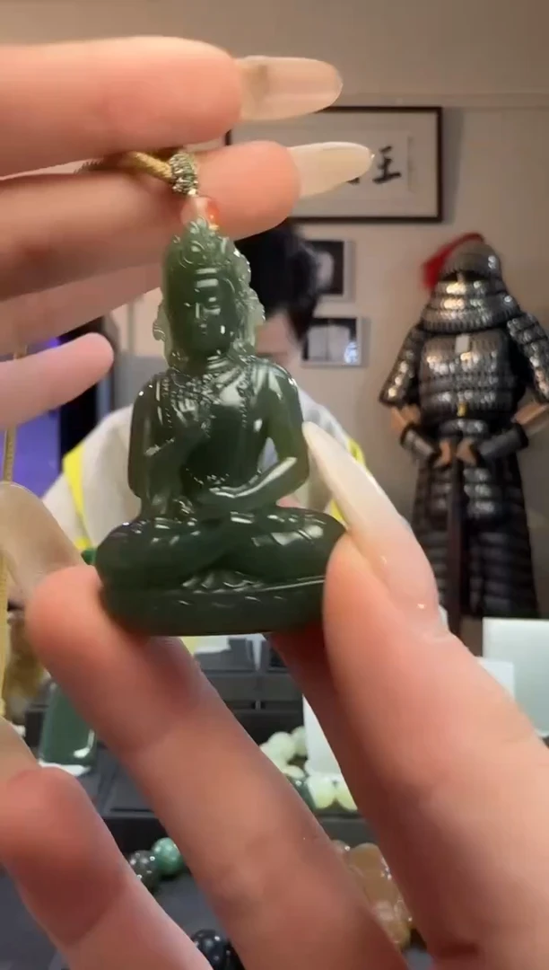 颈饰未镶嵌和田玉碧玉观音吊坠