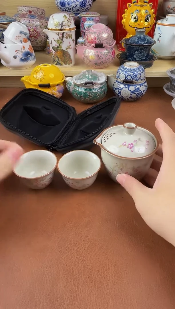 陶瓷茶具摆件旅行套组