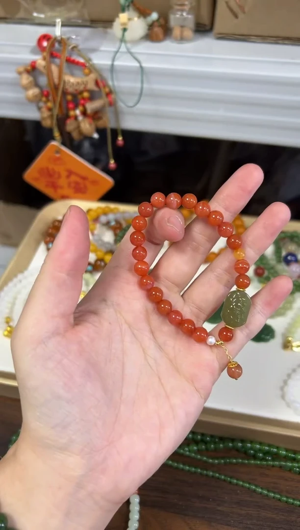 未镶嵌手链南红玛瑙南红玛瑙和田牡丹花款手链[4615]
