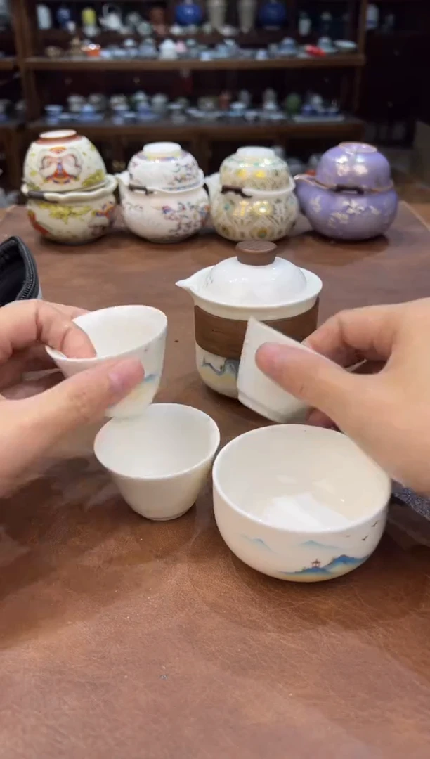 真的很便宜超好看会开片的旅行茶具