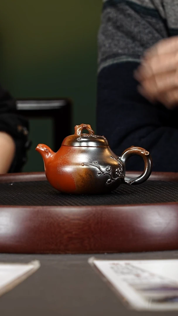 茶壶紫砂57鲍宜明 潘壶可心窑变160cc