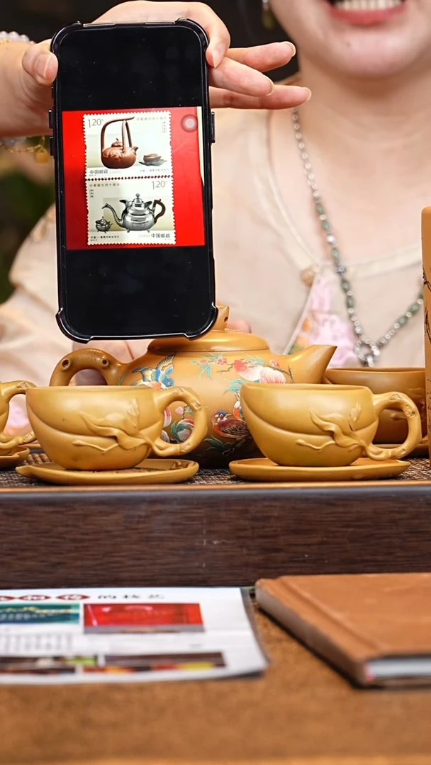 茶壶紫砂CXF圣桃套组 梨皮段-笔筒-画J-邮票