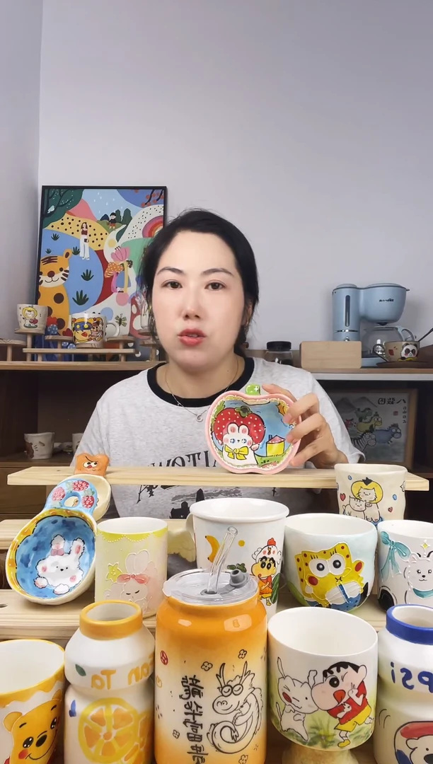杯子景德镇高温釉下彩陶瓷手绘卡通创意