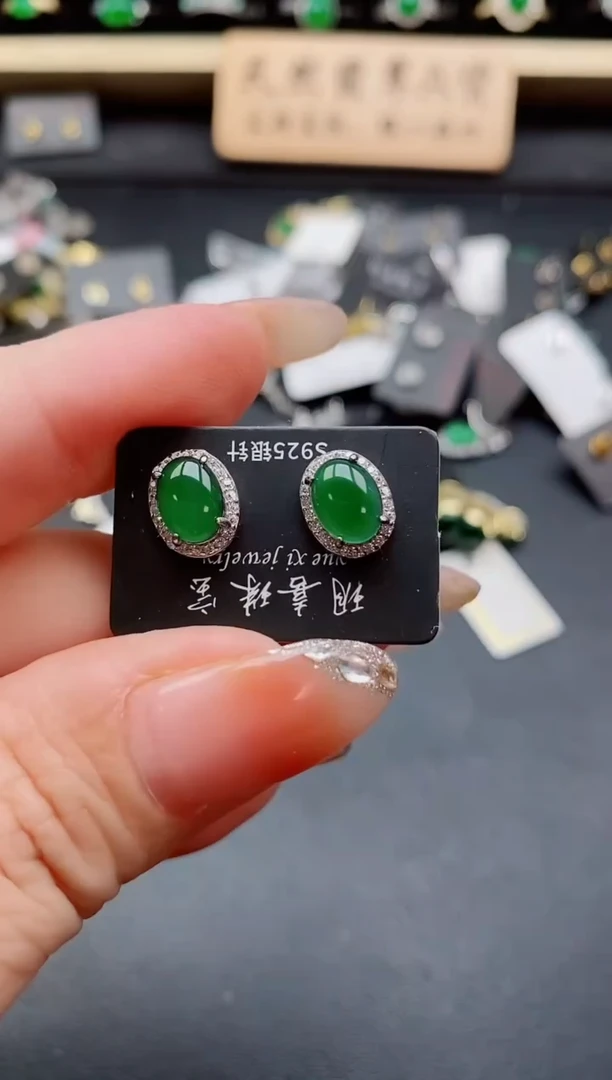 银S925镶嵌戒指翡翠1