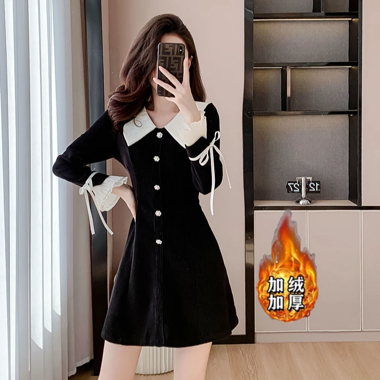 （现货）黑色小香风连衣裙新款小个子贵气千金高级感裙子女1421