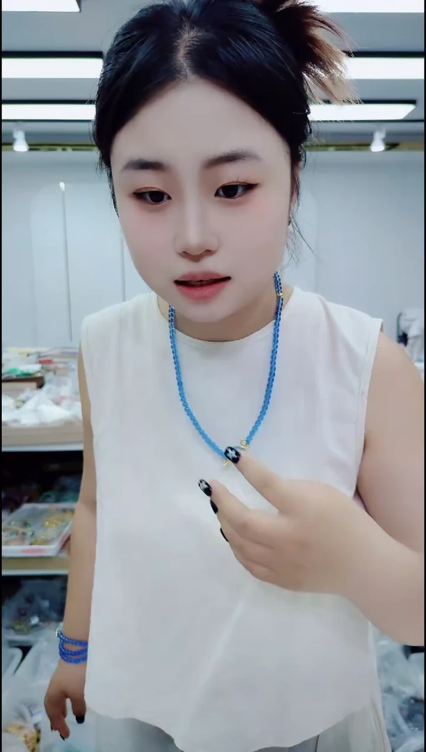 玛瑙/玉髓颈饰合金0518蓝项链