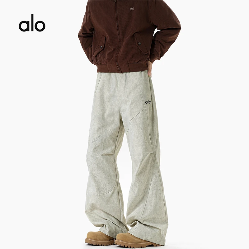 alo系列秋季新款美式扎染褶皱伞兵大码微喇工装裤