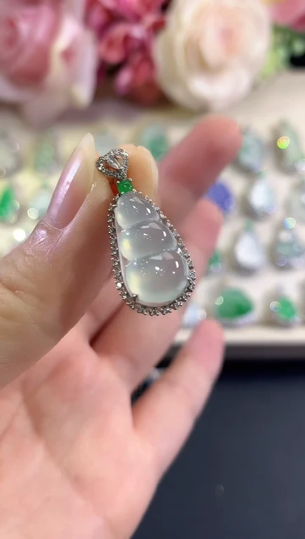 吊坠(不含链)18K金镶嵌翡翠b20