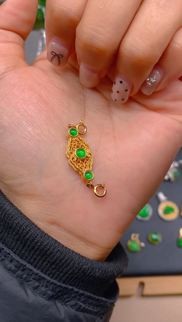 吊坠(不含链)银S925镶嵌翡翠延长链