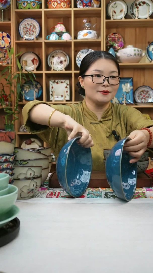 瓷片小可高温陶瓷餐具一组两只大碗