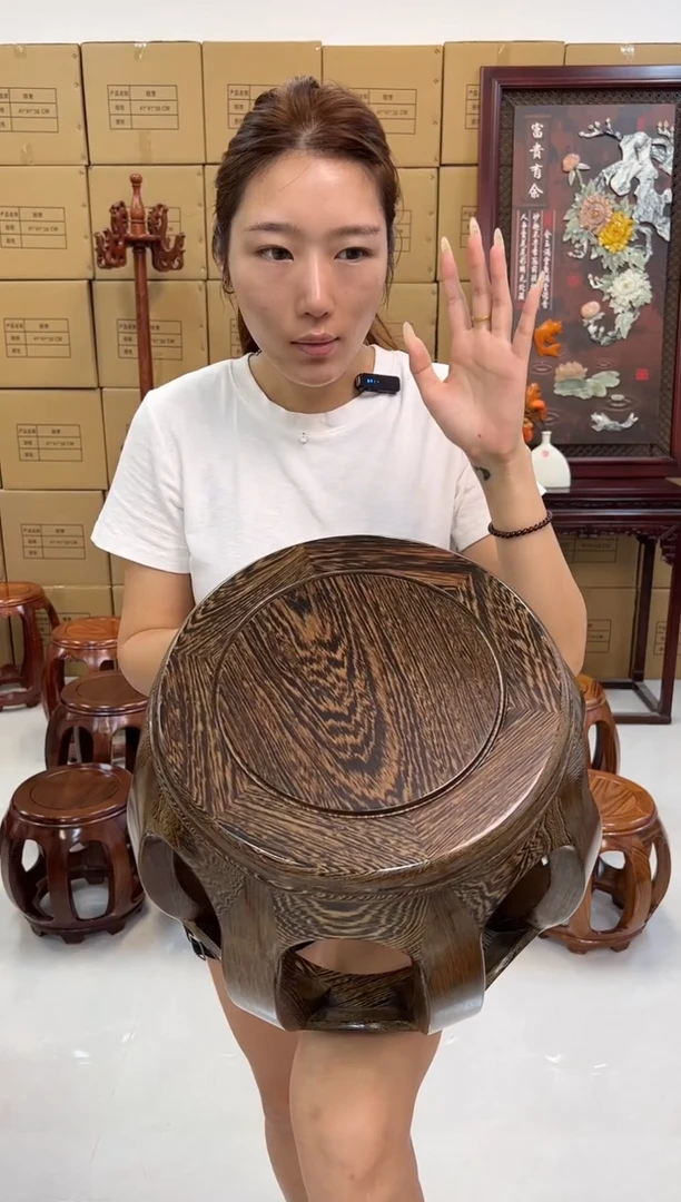鸡翅木类家具国标鸡翅木小号鼓凳假一赔十
