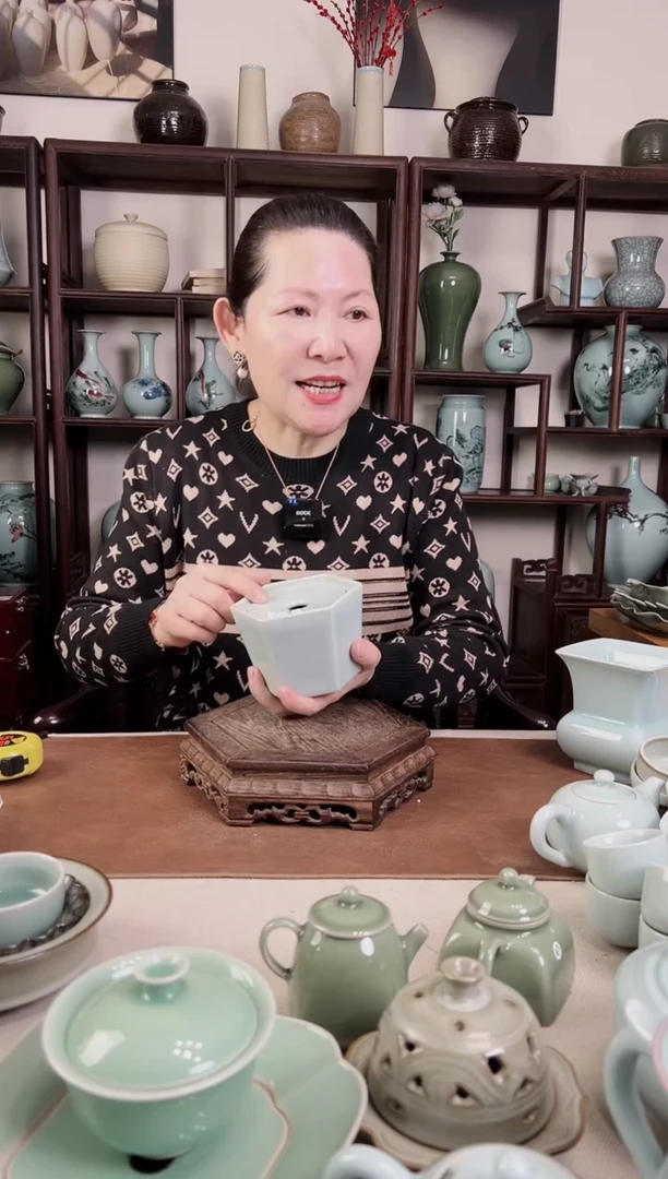 【闪购商品】杯青瓷 粉青 六方 建水