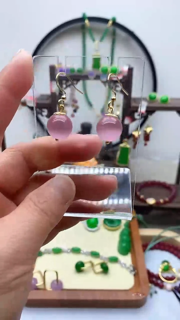 【闪购商品】猫眼耳饰银S925镀金镶嵌26