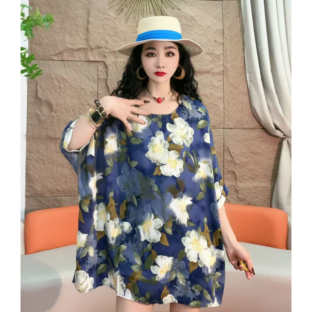 624【凡家衣橱】夏季新款时尚洋气遮肉显瘦圆领中长款T恤