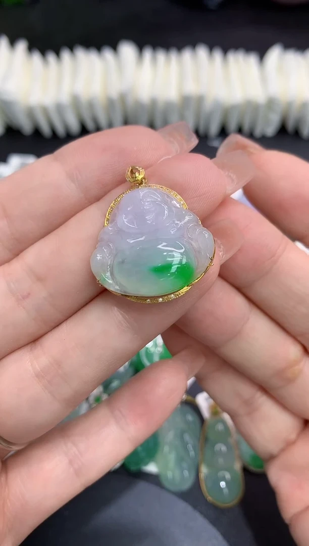 吊坠(不含链)18K金镶嵌翡翠111111111111