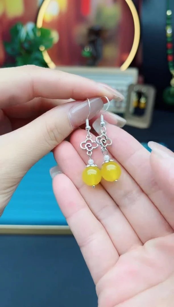 玛瑙/玉髓耳饰银S925镶嵌702000