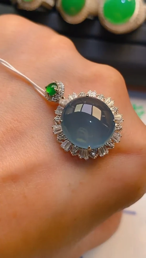 【闪购商品】翡翠耳饰银S925镶嵌天然A货翡翠1