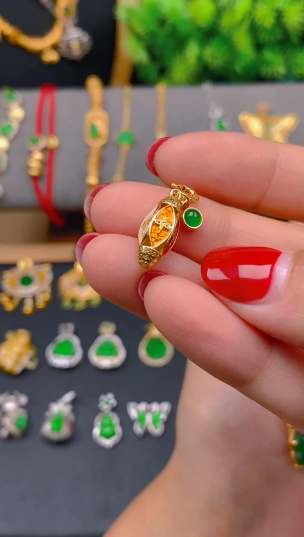 吊坠(不含链)银S925镶嵌翡翠五路财神