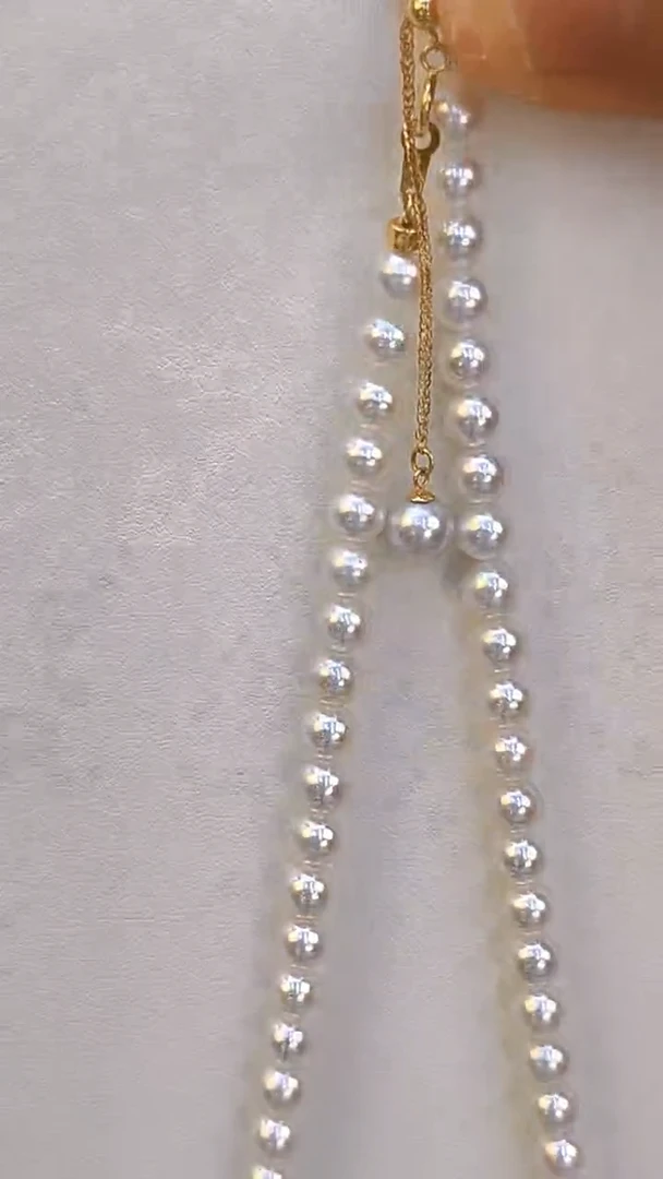 淡水珍珠18K金镶嵌项链5-6