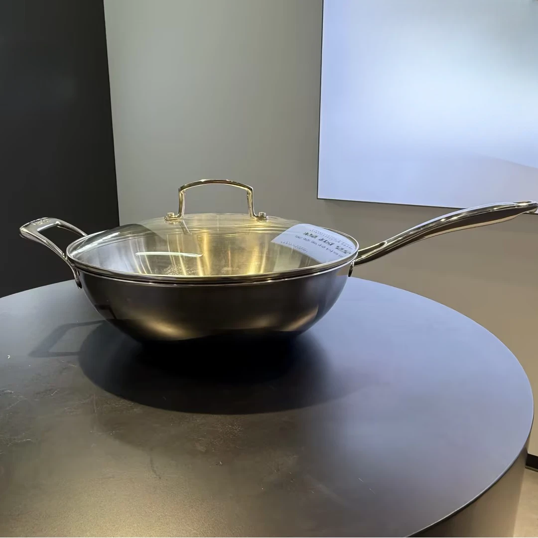 不锈钢恒温炒锅储能无油烟烹饪炒菜锅赠汤锅+不锈钢清洁膏