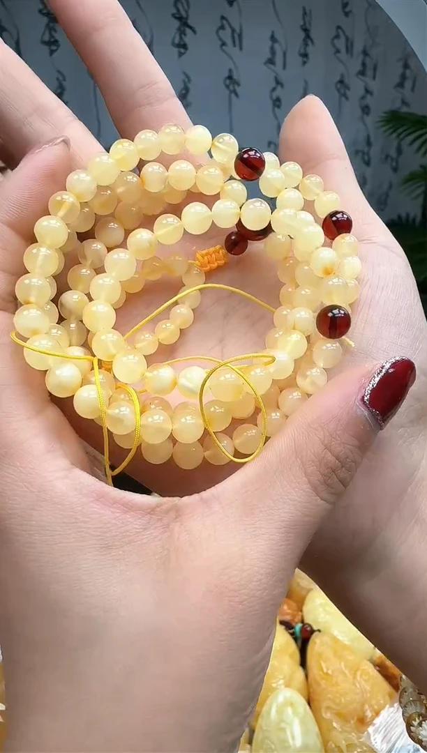 【闪购商品】琥珀裸石未镶嵌108项链