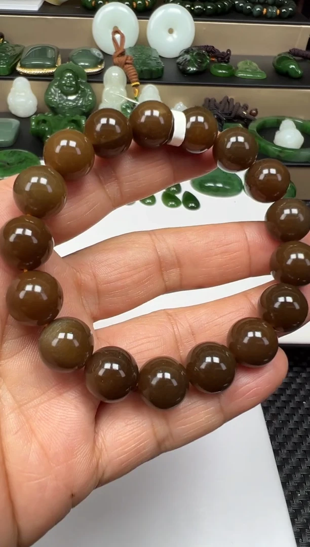 颈饰未镶嵌和田玉（糖玉）【老马】和田玉新疆且末全糖约12mm手串