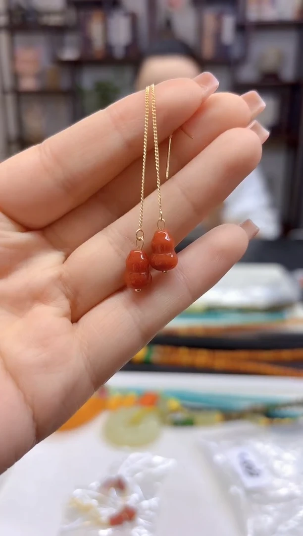 【闪购商品】翡翠耳饰银S925镀金镶嵌E652