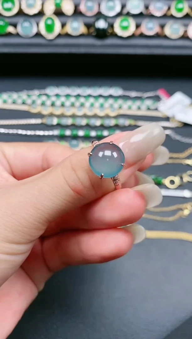 翡翠戒指银S925镶嵌111111