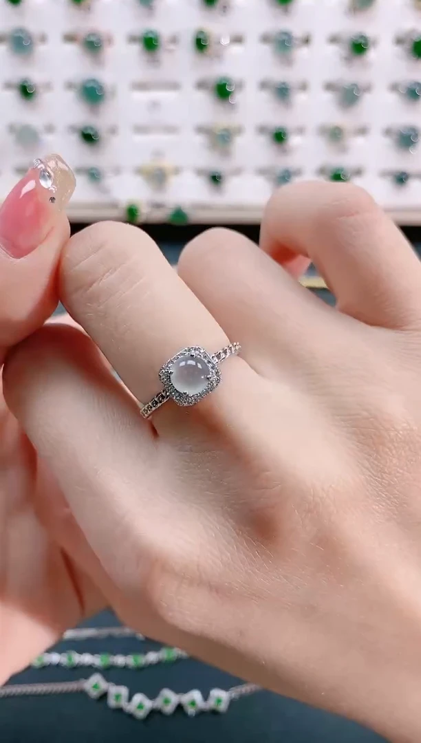 【闪购商品】翡翠戒指银S925镶嵌 天然翡翠