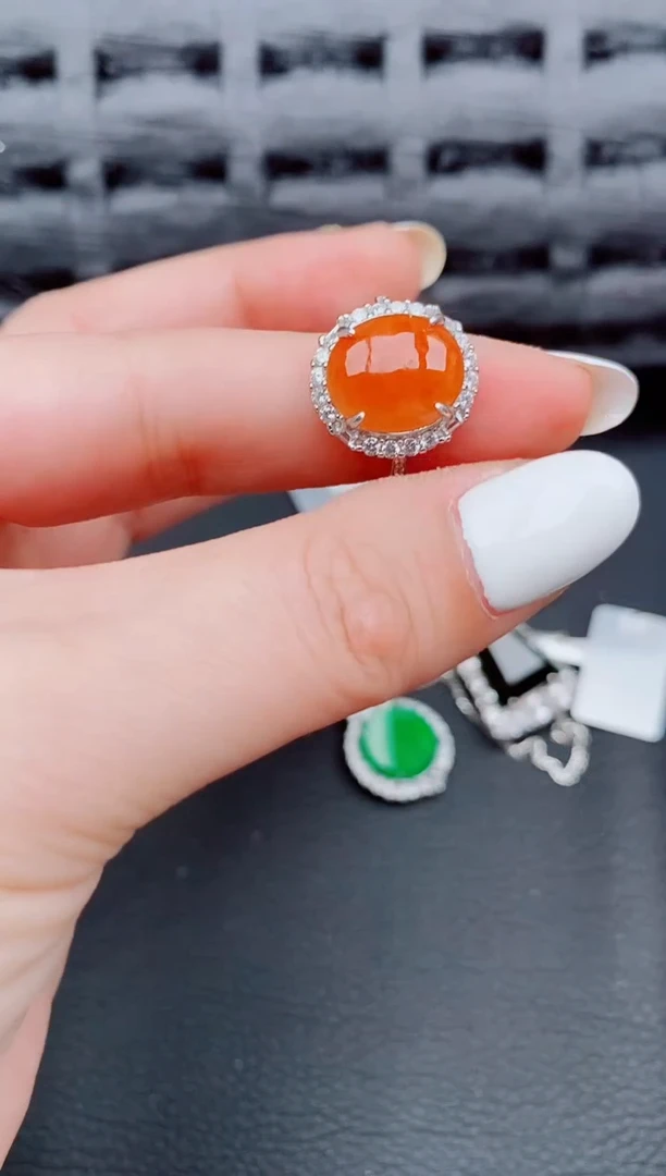 【闪购商品】翡翠戒指银S925镶嵌天然a货翡翠553