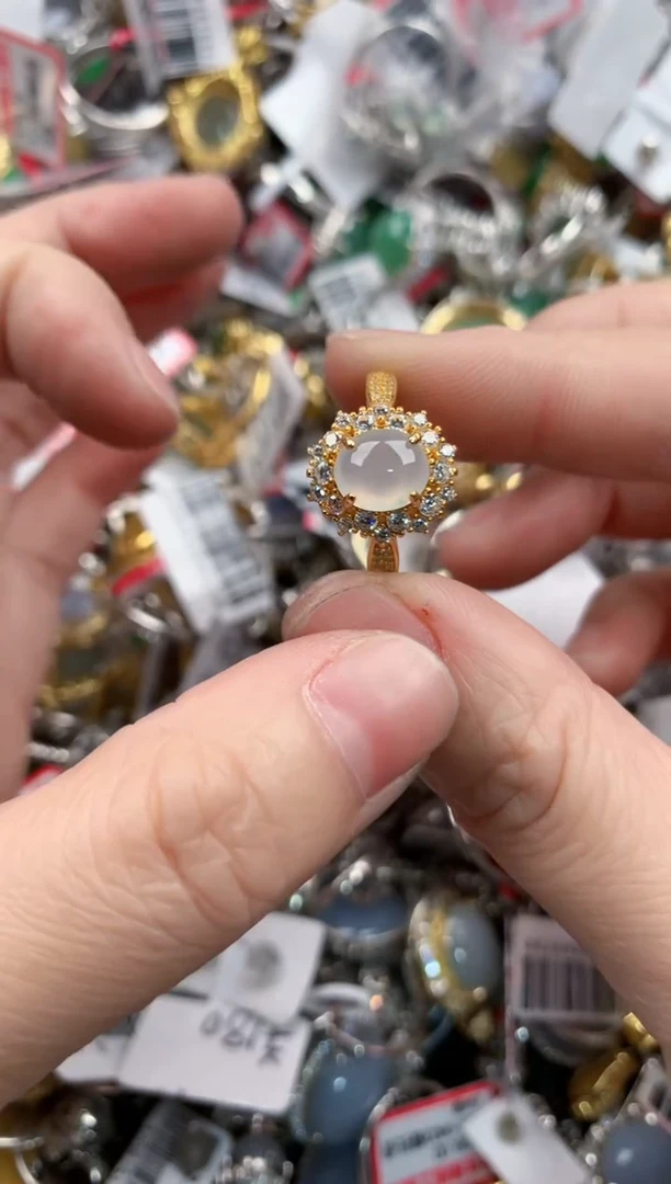 银S925镶嵌戒指翡翠6666----7