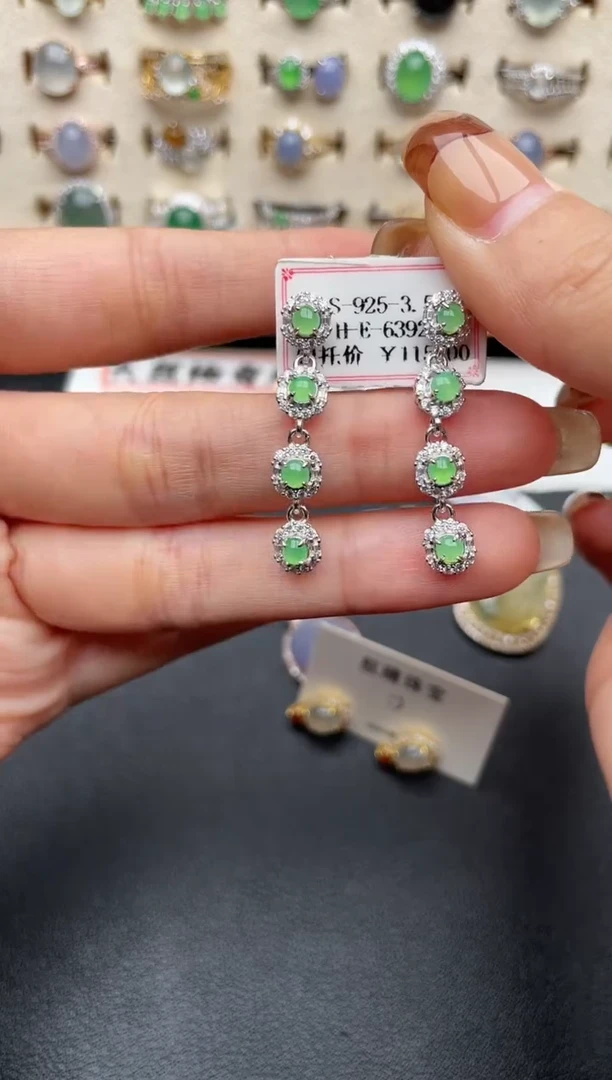 翡翠戒指银S925镶嵌一物一证一礼盒