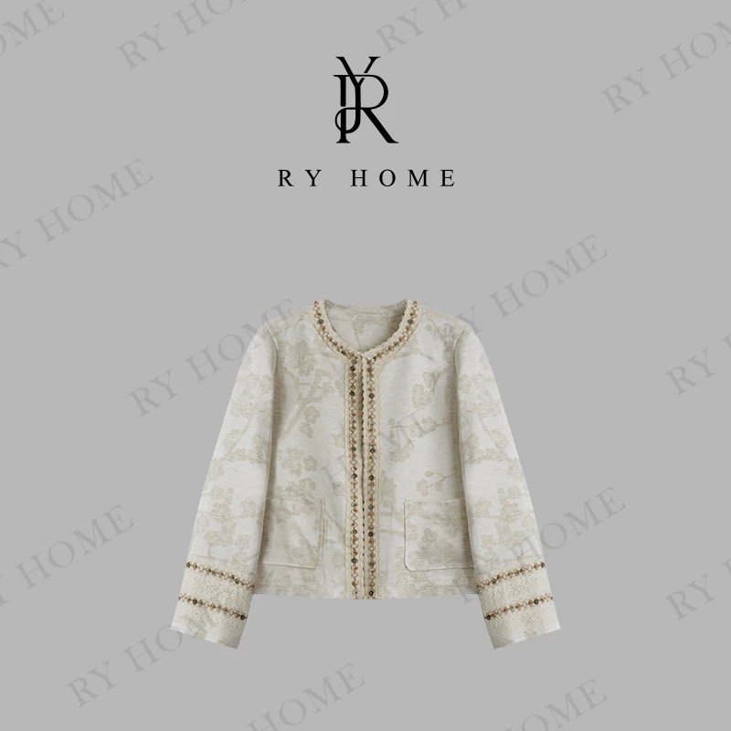 【容雨RYHOME】麻＋早春珠片缝边小香风外套251W2202