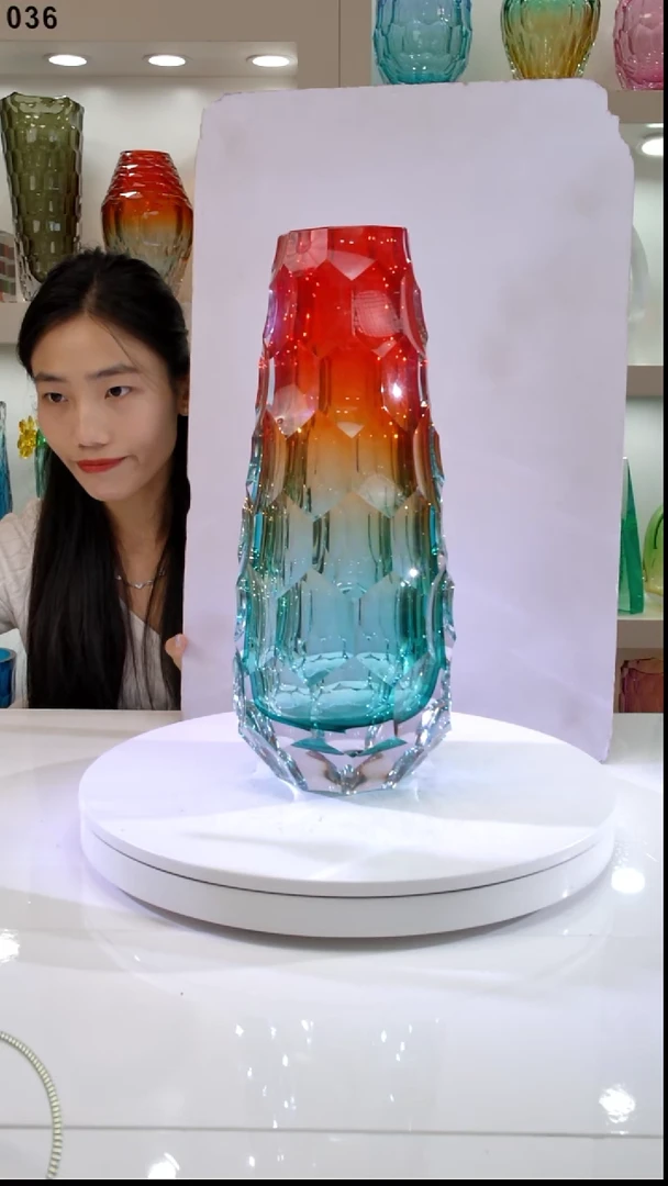 阿*橘红湖水绿色灯塔花器