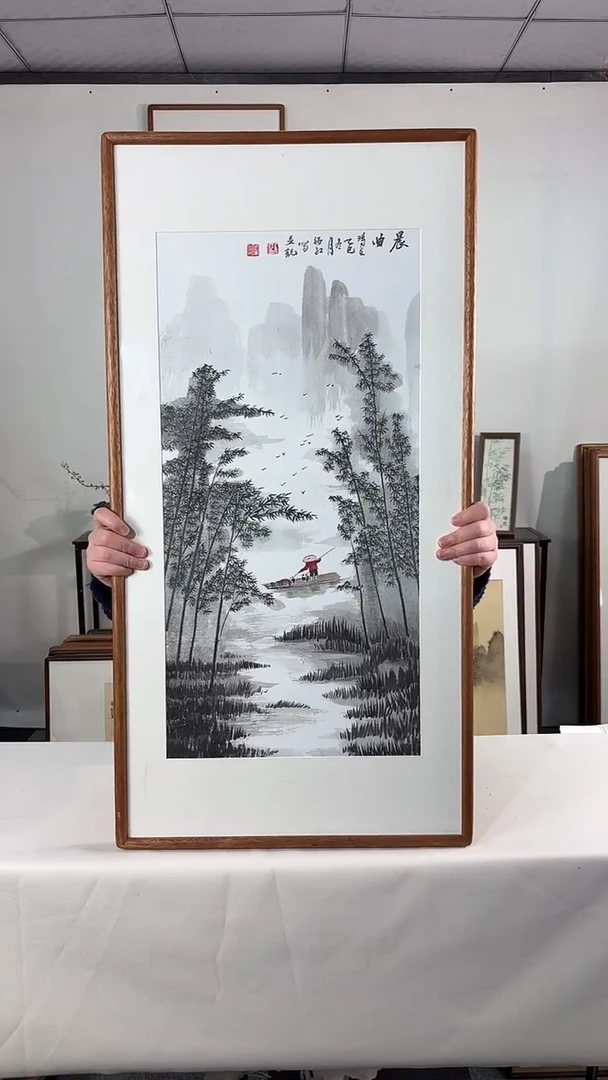 国画手绘*晨曲*47*92cm