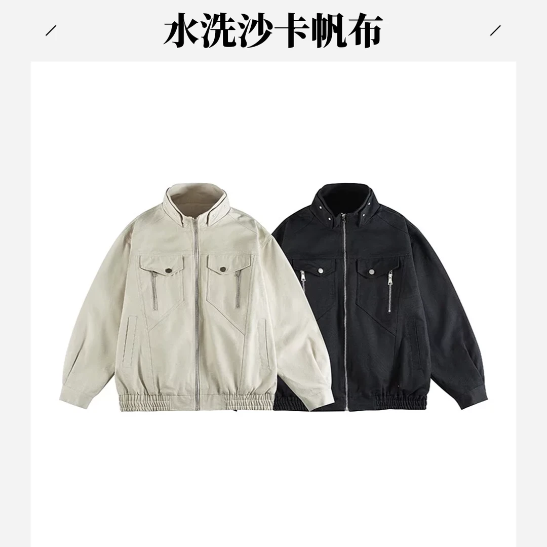 阿叔2025爆款水洗沙卡帆布座山蟒百搭短板高街棉衣夹克7088