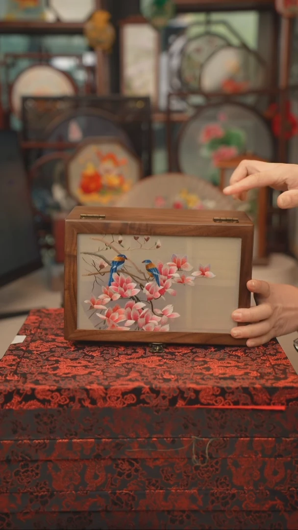 扇子胡桃木化妆盒 宽度24 高度14