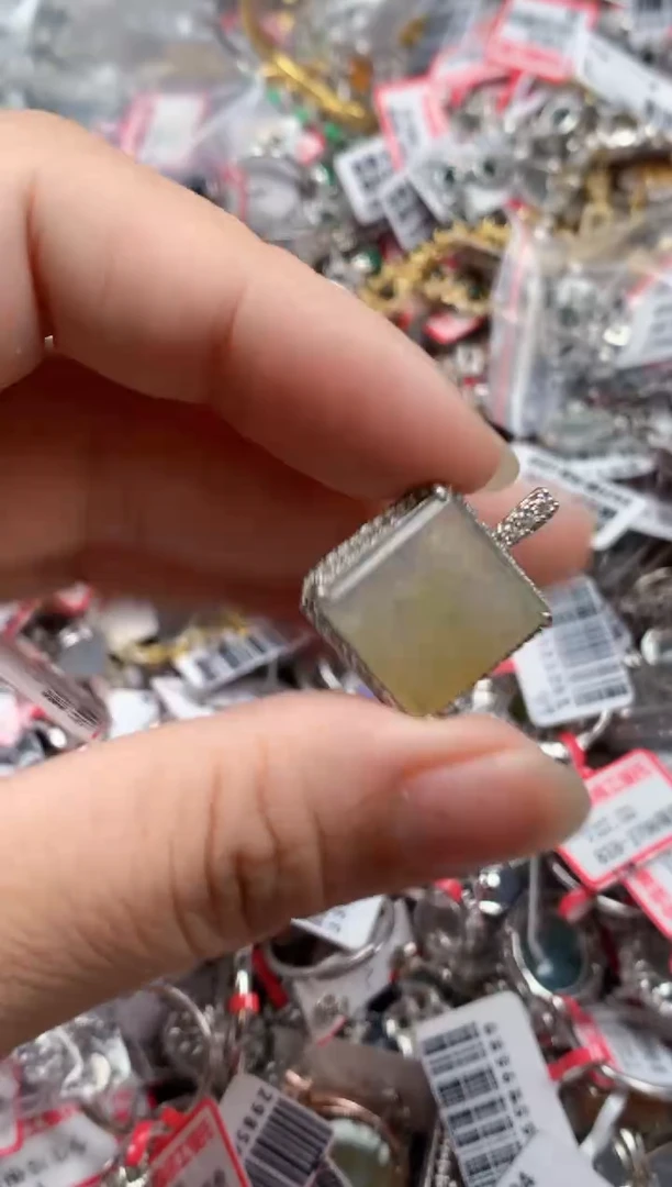 银S925镶嵌戒指翡翠天然A货缅甸翡翠