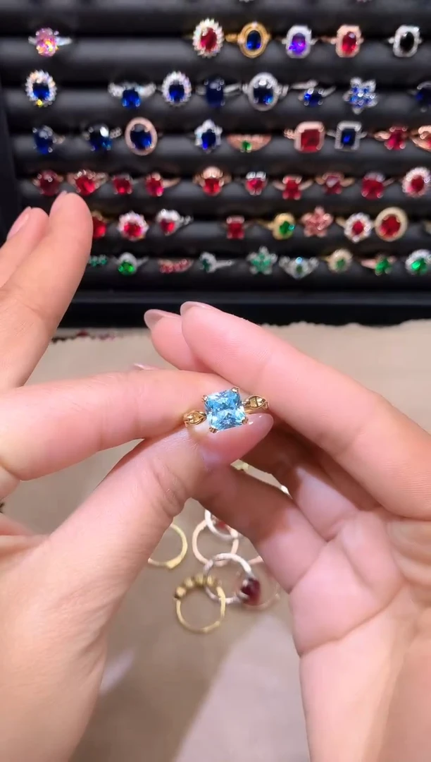 【闪购商品】海蓝宝石戒圈银S925镶嵌8