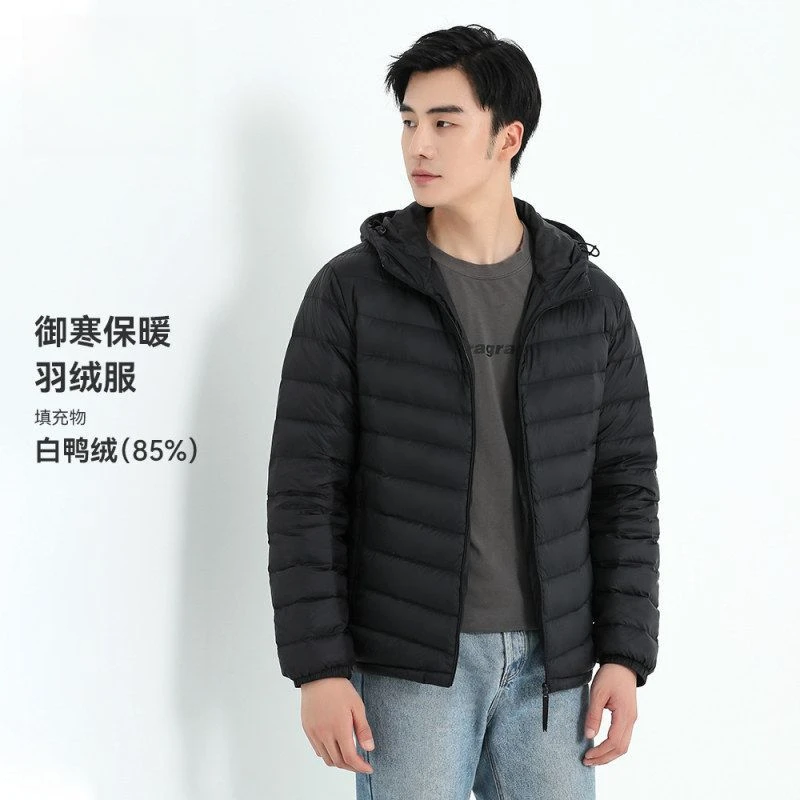L19-1805 轻薄连帽羽绒服男士85白鸭绒轻量保暖秋冬时尚休闲外套
